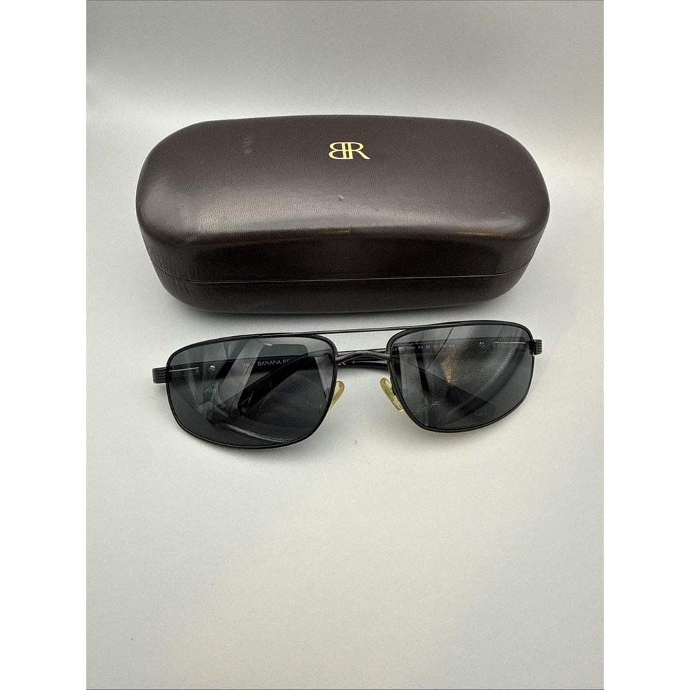Banana Republic Authentic Men's "Charles" sunglasses-Black Metal Aviators w/case